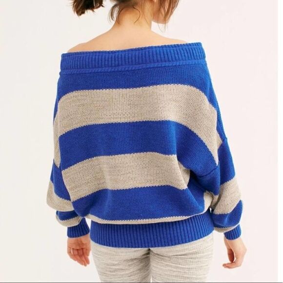 Free People Cassidy Blue Striped Sweater - Picture 4 of 9